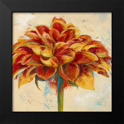Red Dahlia on Cream Black Modern Wood Framed Art Print by Pinto, Patricia