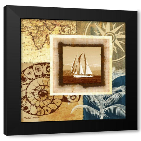 Sailing the Seas I Black Modern Wood Framed Art Print by Marcon, Michael