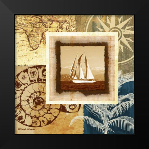 Sailing the Seas I Black Modern Wood Framed Art Print by Marcon, Michael