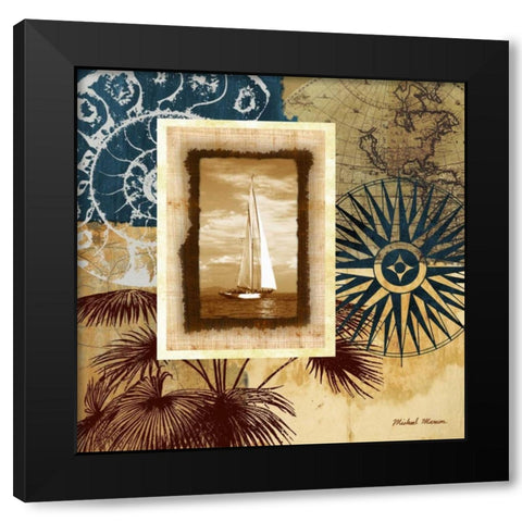 Sailing the Seas II Black Modern Wood Framed Art Print by Marcon, Michael