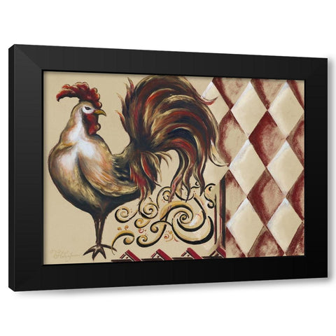 Rules the Roosters Plaid I Black Modern Wood Framed Art Print by Hakimipour, Tiffany