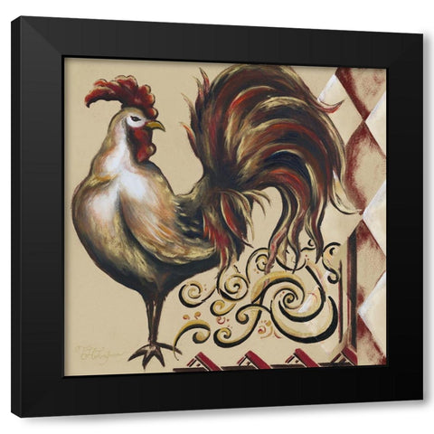 Rules the Roosters Square I Black Modern Wood Framed Art Print with Double Matting by Hakimipour, Tiffany