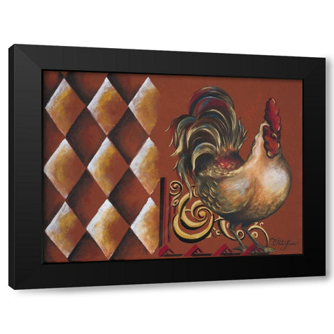 Rules the Roosters II Black Modern Wood Framed Art Print with Double Matting by Hakimipour, Tiffany