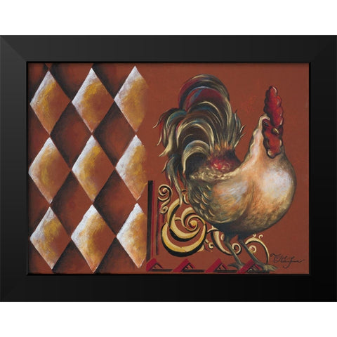 Rules the Roosters II Black Modern Wood Framed Art Print by Hakimipour, Tiffany