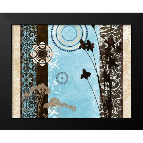 Blue Santorini Garden I Black Modern Wood Framed Art Print by Marcon, Michael