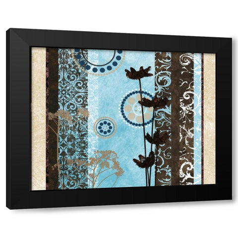 Blue Santorini Garden II Black Modern Wood Framed Art Print by Marcon, Michael
