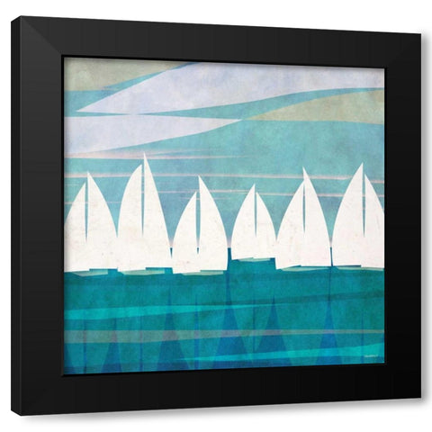 Afternoon Regatta I Black Modern Wood Framed Art Print with Double Matting by Meneely, Dan