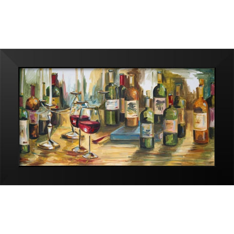 Wine Room Black Modern Wood Framed Art Print by French-Roussia, Heather A.