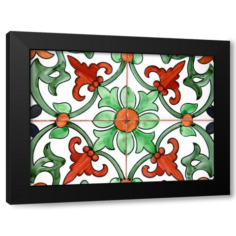 Spanish Tiles II Black Modern Wood Framed Art Print with Double Matting by Rodriguez, Jairo
