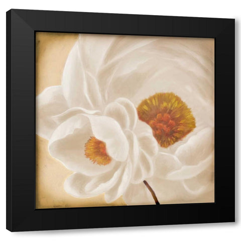 White Peonies II Black Modern Wood Framed Art Print by Rhyan, Vivien
