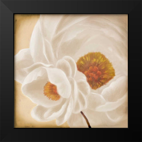 White Peonies II Black Modern Wood Framed Art Print by Rhyan, Vivien