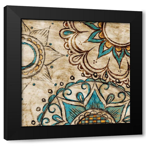 Henna Pattern I Black Modern Wood Framed Art Print with Double Matting by SD Graphics