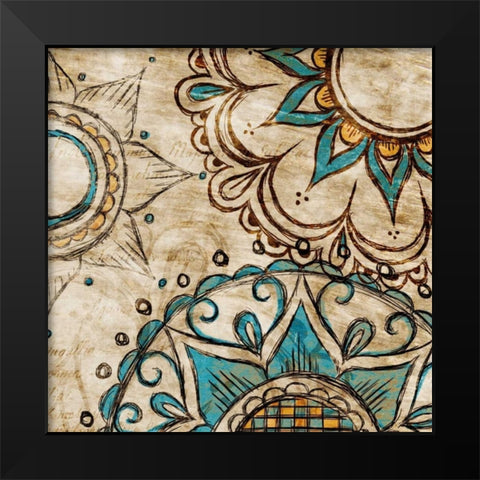 Henna Pattern I Black Modern Wood Framed Art Print by SD Graphics