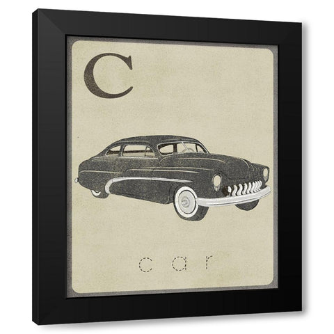Vintage Learning Cards I Black Modern Wood Framed Art Print with Double Matting by SD Graphics Studio