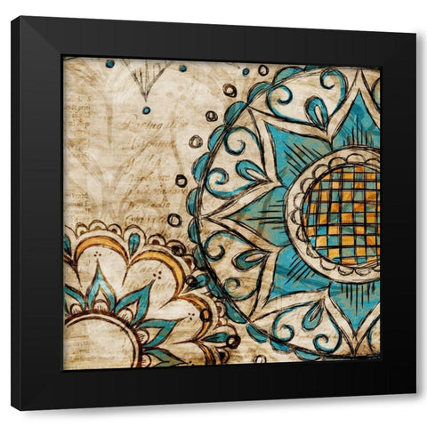 Henna Pattern II Black Modern Wood Framed Art Print with Double Matting by SD Graphics