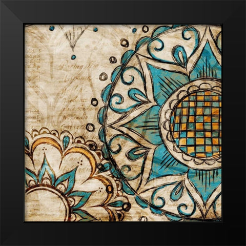 Henna Pattern II Black Modern Wood Framed Art Print by SD Graphics