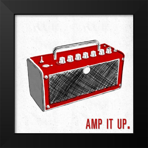 Amp it up Black Modern Wood Framed Art Print by Sundance Studio