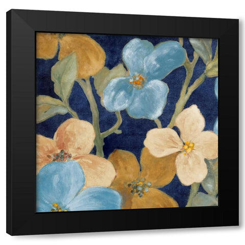 Blue Garden Party I Black Modern Wood Framed Art Print with Double Matting by Loreth, Lanie