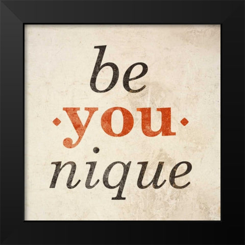 Be-You-nque Black Modern Wood Framed Art Print by SD Graphics