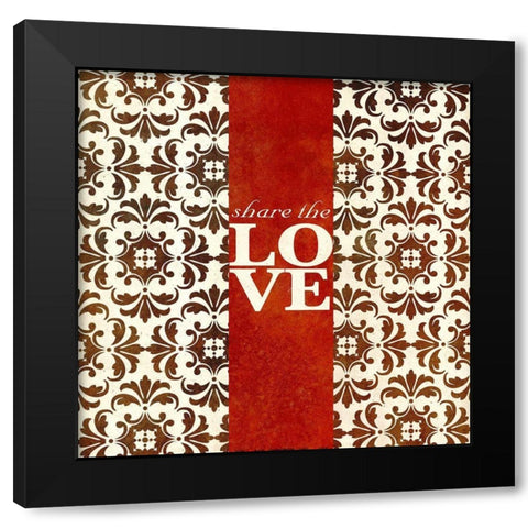 Share The Love Black Modern Wood Framed Art Print with Double Matting by SD Graphics Studio