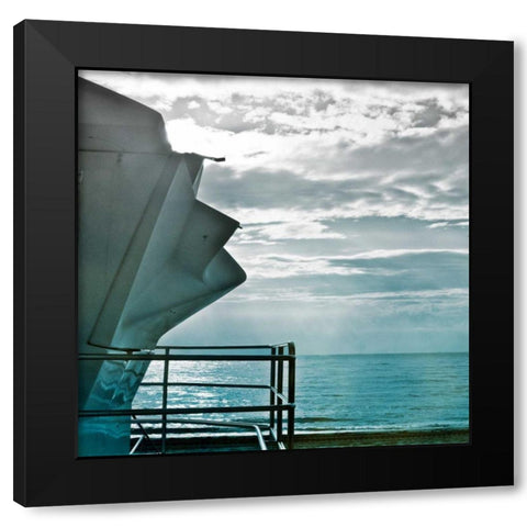 On a Teal Beach I Black Modern Wood Framed Art Print by Rodriguez, Jairo