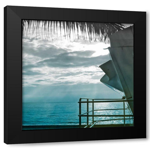 On a Teal Beach II Black Modern Wood Framed Art Print with Double Matting by Rodriguez, Jairo