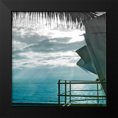 On a Teal Beach II Black Modern Wood Framed Art Print by Rodriguez, Jairo