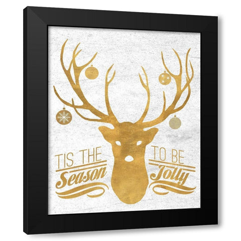Jolly Reindeer Black Modern Wood Framed Art Print with Double Matting by Biscardi, Nicholas