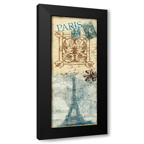 Paris Postage Black Modern Wood Framed Art Print by Biscardi, Nicholas