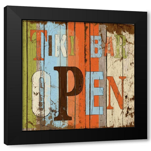 Tiki Bar Open Black Modern Wood Framed Art Print with Double Matting by Medley, Elizabeth