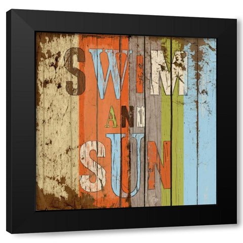 Swim and Sun Black Modern Wood Framed Art Print with Double Matting by Medley, Elizabeth