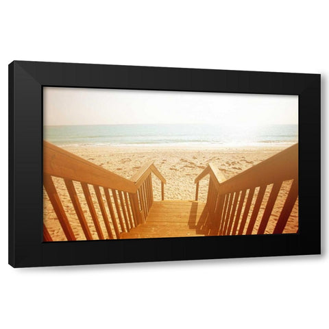Beach Stairs Black Modern Wood Framed Art Print with Double Matting by Bryant, Susan