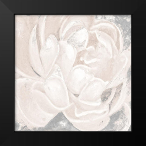 White Grey Flower I Black Modern Wood Framed Art Print by Pinto, Patricia