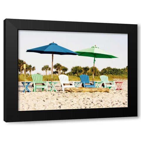 Beach Chair Layout Black Modern Wood Framed Art Print with Double Matting by Mansfield, Kathy