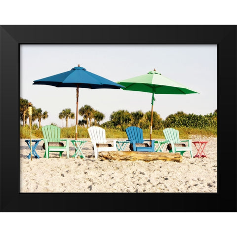 Beach Chair Layout Black Modern Wood Framed Art Print by Mansfield, Kathy