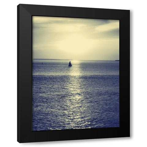 Sailboat at Blue Sunset Black Modern Wood Framed Art Print with Double Matting by Mansfield, Kathy