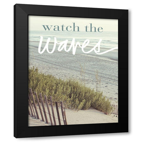 Watch the Waves Black Modern Wood Framed Art Print by Mansfield, Kathy