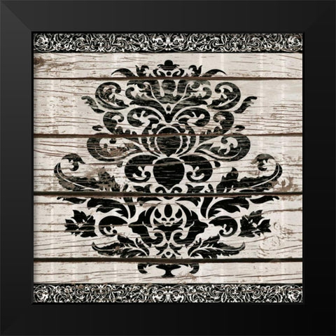 Damask Stripe I Black Modern Wood Framed Art Print by Medley, Elizabeth