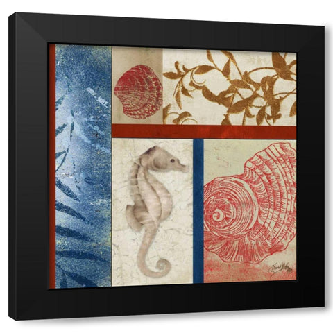 Nautical Surroundings Squares I Black Modern Wood Framed Art Print with Double Matting by Medley, Elizabeth