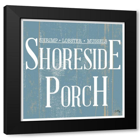 Shoreside Porch Square Black Modern Wood Framed Art Print with Double Matting by Medley, Elizabeth