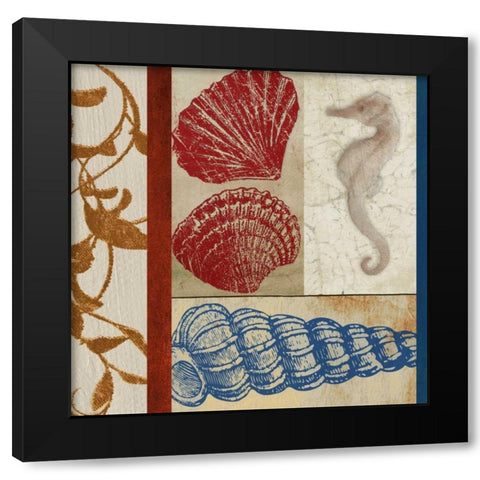 Nautical Surroundings Squares II Black Modern Wood Framed Art Print with Double Matting by Medley, Elizabeth