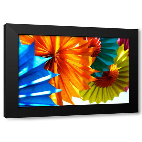 Paper Flowers Black Modern Wood Framed Art Print by Peck, Gail