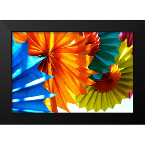 Paper Flowers Black Modern Wood Framed Art Print by Peck, Gail