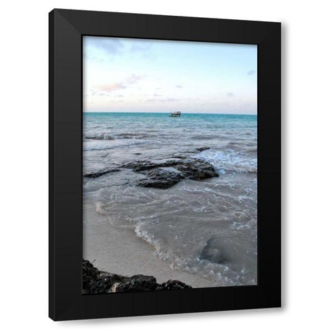 Crashing Waves Black Modern Wood Framed Art Print by Peck, Gail