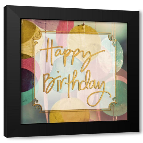 Happy Birthday Black Modern Wood Framed Art Print with Double Matting by Peck, Gail