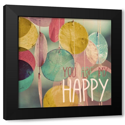 Happy Black Modern Wood Framed Art Print by Peck, Gail