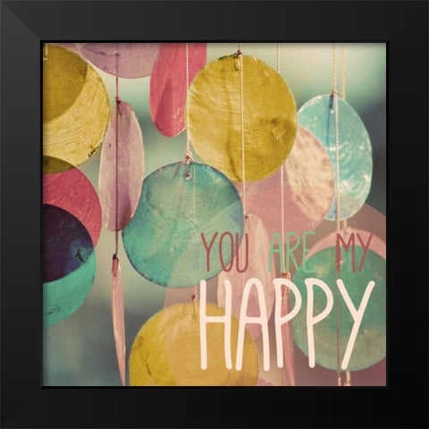 Happy Black Modern Wood Framed Art Print by Peck, Gail