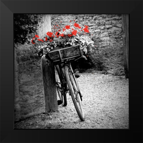 Flower Bike Square Black Modern Wood Framed Art Print by Peck, Gail
