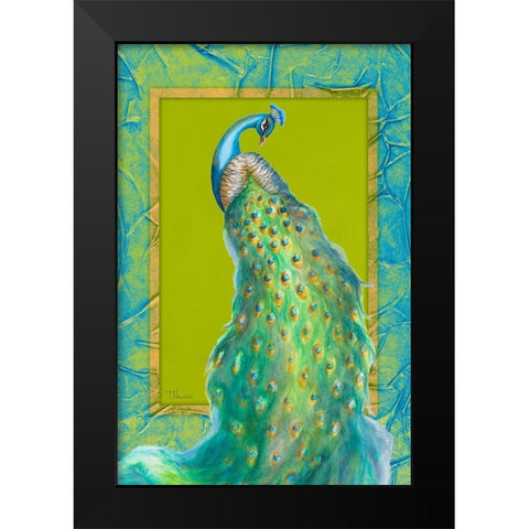 Peacock Daze II Black Modern Wood Framed Art Print by Hakimipour, Tiffany