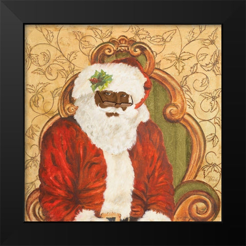 African American Sitting Santa Black Modern Wood Framed Art Print by Pinto, Patricia